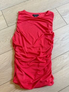 Trouve Red Ruched Sleeveless Camisole